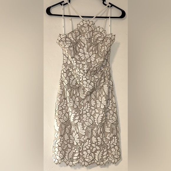 LuLu’s Delicate Darling Beige and Ivory Lace Bodycon Dress - Picture 5 of 8